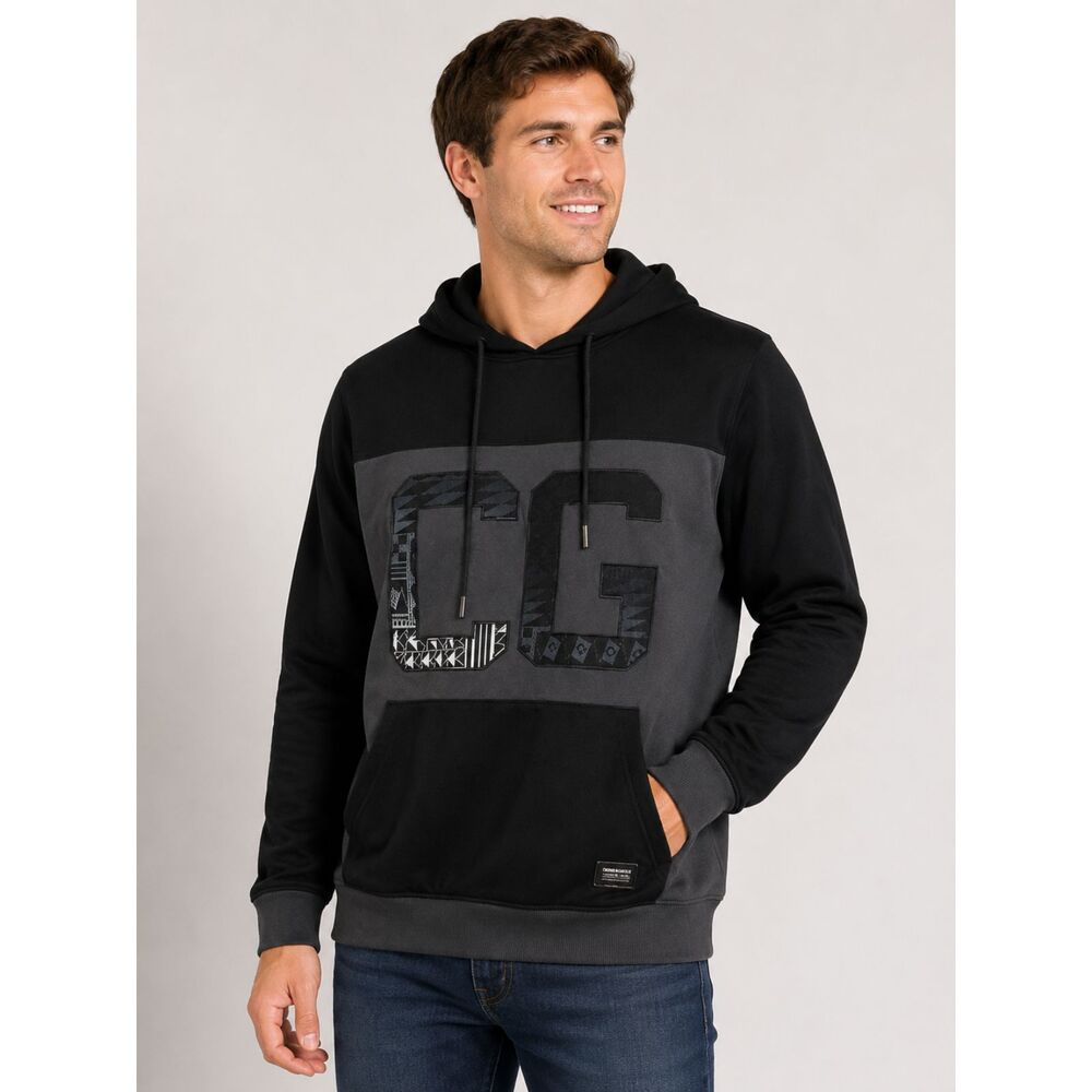Coogi Patch CG Logo Hoodie Sweatshirt Black/Gray Streetwear Men's Large